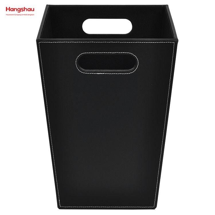 Bin de basura superior abierta de 16l cuadrado con capa de cuero