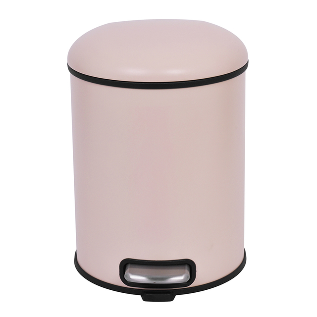 5L Bin de basura redonda de basura redonda de acero galvanizado para basura de la oficina de residuos de cocina puede colorido cubierta de polvo de pedal de pie de cierre silencioso