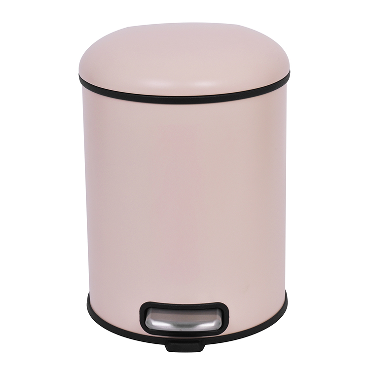 5L Bin de basura redonda de basura redonda de acero galvanizado para basura de la oficina de residuos de cocina puede colorido cubierta de polvo de pedal de pie de cierre silencioso