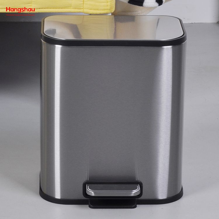 Bote de basura doble de gran capacidad para hotel de 5l, cubo de basura de acero inoxidable, cubo de basura con pedal de metal impreso personalizado