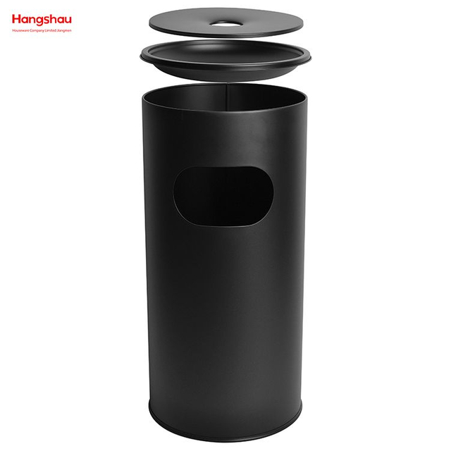 Ceniceros de 30 litros en lugares públicos Papeleras Área para fumadores Bote de basura con cenicero en el vestíbulo del hotel Bote de basura Cenicero redondo de acero inoxidable Bote de basura Metal 
