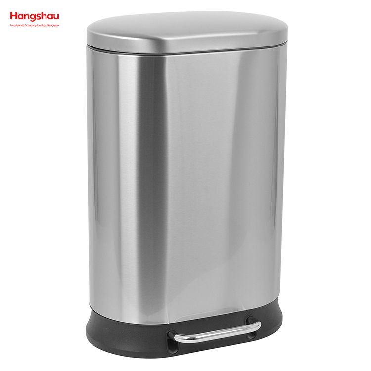 Contenedor de basura con pedal de acero inoxidable 30l, artículos para el hogar modernos 410, con cierre de tapa, bote de basura redondo lento y silencioso