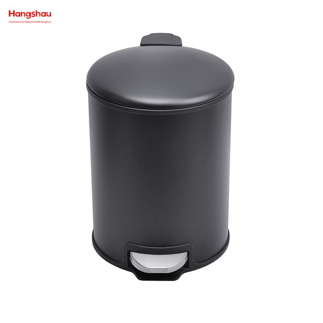 Bote de basura con pedal redondo para oficina de acero inoxidable de 5 litros con dispositivo de cierre suave Dormitorio Hogar Pedal de plástico Contenedores de polvo Baño Bote de basura simple 