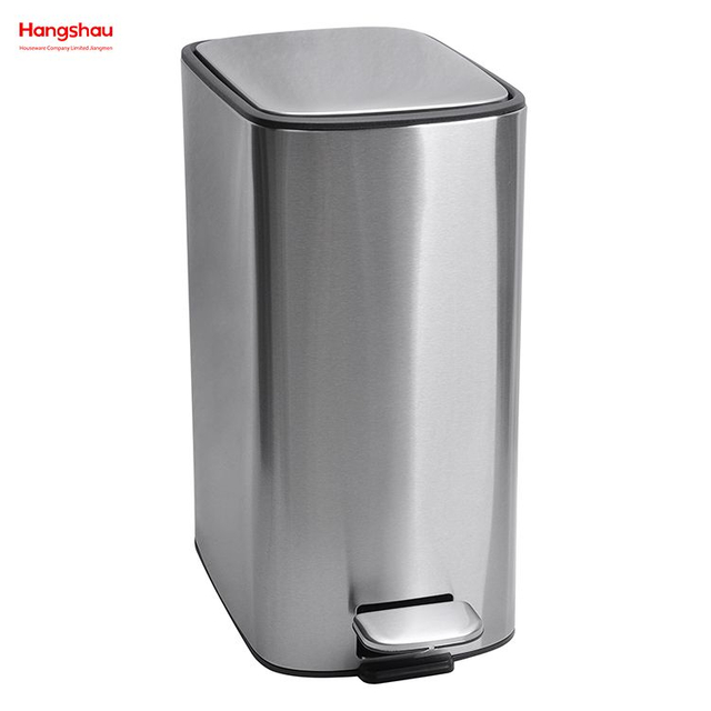 Cubo de basura con pedal rectangular de acero inoxidable de 11,5 l, cubo de basura para hotel, cubo de basura con pedal, cubo de basura para cocina, hotel, oficina, cubo de basura