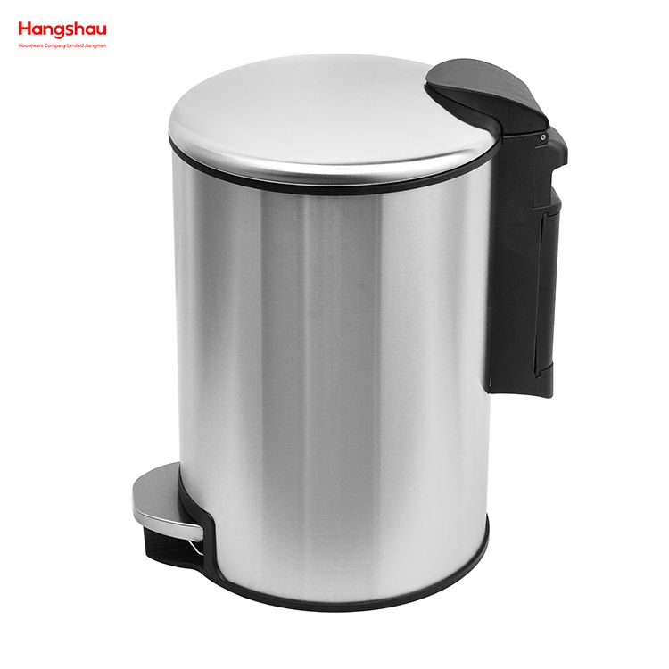 Contenedor de basura con pedal redondo de acero inoxidable de 12 litros con dispositivo de cierre suave Contenedor de basura con pedal para baño doméstico con pedal para uso en oficina y cocina Contenedores de basura