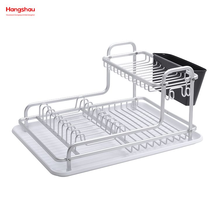 Soporte de aluminio de doble cubierta para cocina, estante para platos, portavasos, estante para platos de aleación, organizador para fregadero, bandeja de secado de Metal