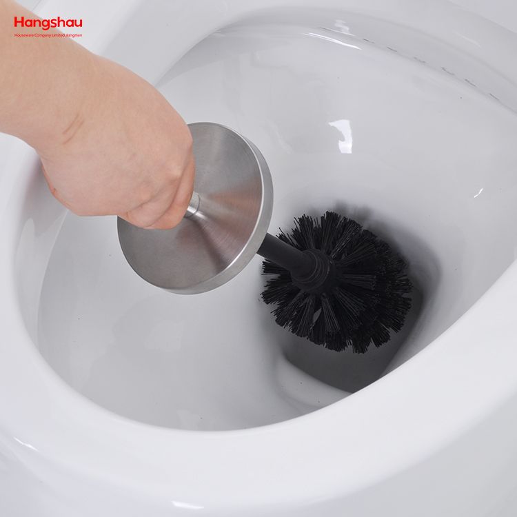 Escobilla de baño de pie de Metal con soporte, juego de limpieza de cepillo de plástico, inodoro de baño mate de acero inoxidable 