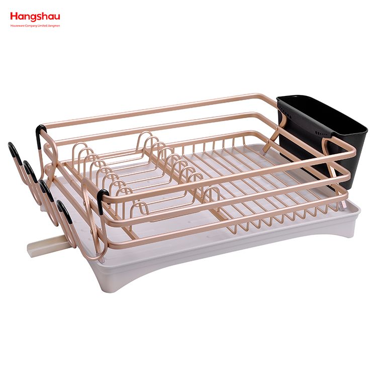  Estante para platos de aleación de aluminio sobre el organizador del fregadero Soporte de cocina Estante para platos Estante para platos para encimera Portavasos Secado de metal Estante para bandejas para platos de plástico 