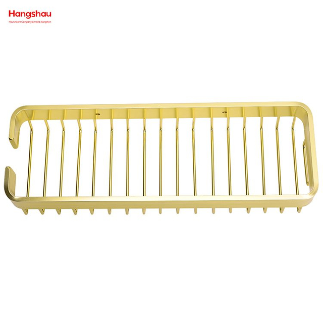 Estante de esquina para baño de aluminio con forma Rectangular dorada, carrito de ducha de Metal, estante de almacenamiento para baño, estante de pared, soporte montado en la pared