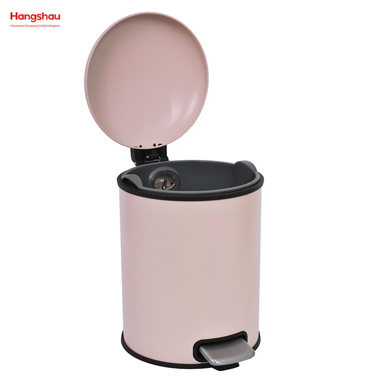 5L Bin de basura redonda de basura redonda de acero galvanizado para basura de la oficina de residuos de cocina puede colorido cubierta de polvo de pedal de pie de cierre silencioso