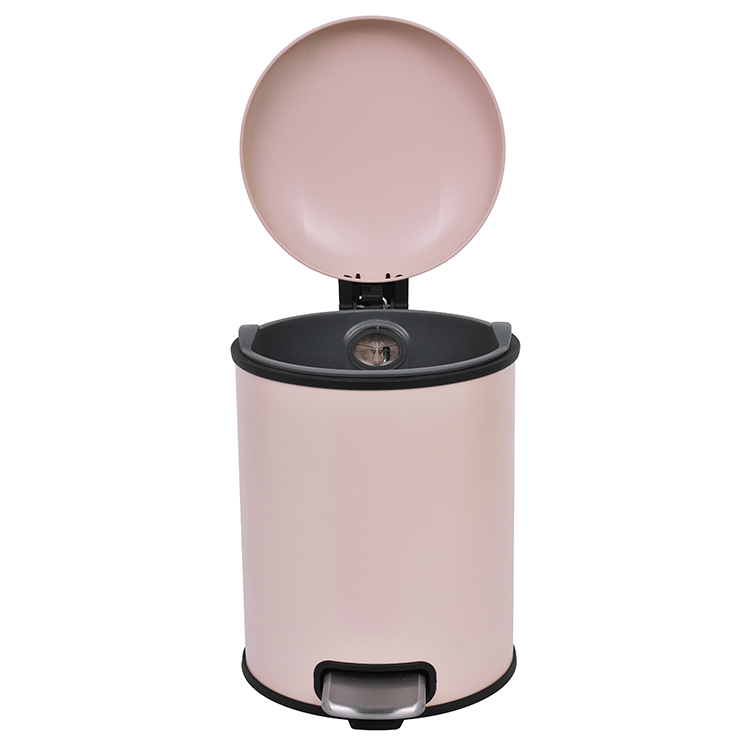 5L Bin de basura redonda de basura redonda de acero galvanizado para basura de la oficina de residuos de cocina puede colorido cubierta de polvo de pedal de pie de cierre silencioso
