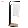 Estante de toallas de doble barra de hierro estante para toallas de baño de toallas de toalla de toalla de bambú de toallas de bambú