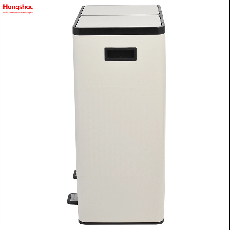 Bin de basura de cocina Reciclaje de dos compartimentos Pedal de residuos Bin 60L (30L+30L) Bin de reciclaje rectangular