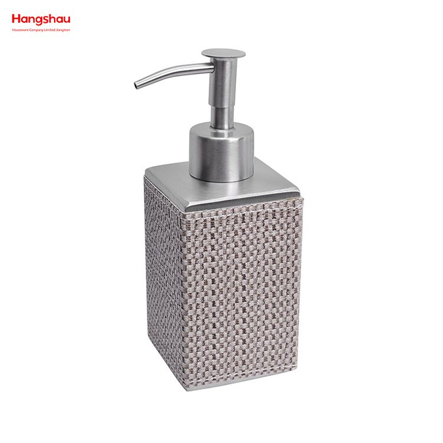 Dispensador de botella de loción para baño, bomba de espuma, botella de jabón, accesorios de baño de cuero sintético, juego de lujo, acero inoxidable, decoración completa de cuero artificial