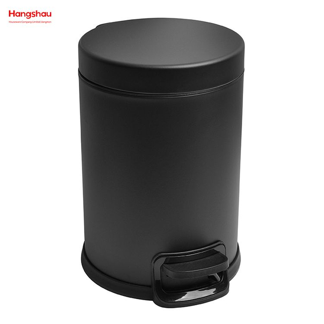 Hogar Baño Acero Inoxidable Laca Negra Pulverización Contenedor De Basura Con Pedal De 3L Con Tapa Que Se Cierra Lenta Y Silencio Contenedor De Basura Redondo Contenedor De Basura