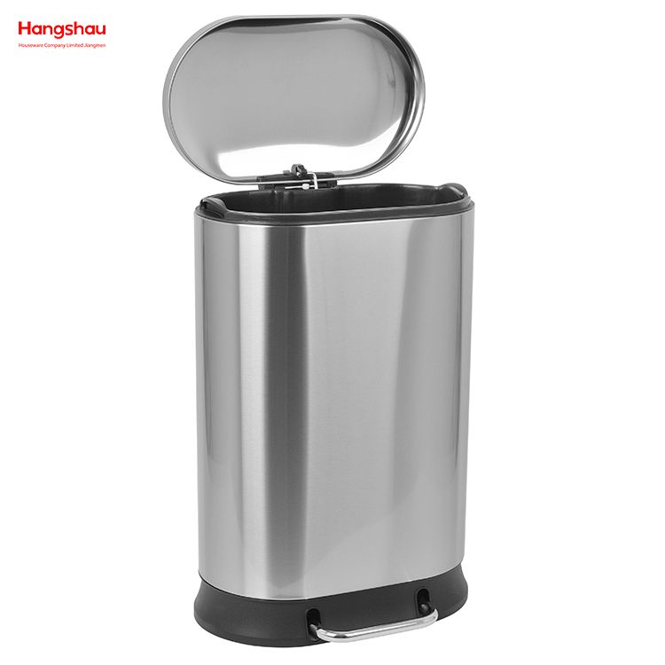 Contenedor de basura con pedal de acero inoxidable 30l, artículos para el hogar modernos 410, con cierre de tapa, bote de basura redondo lento y silencioso