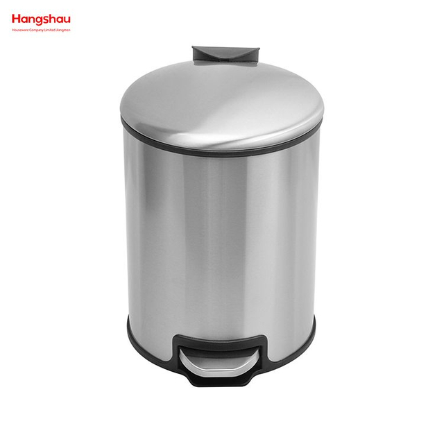 Cubo de basura con pedal redondo de acero inoxidable de 5 litros con dispositivo de cierre suave, cubo interior para baño doméstico, cubo de basura con pedal para uso en oficina y cocina, cubos de basura