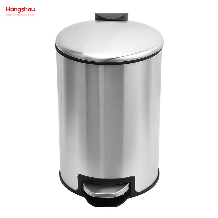 Contenedor de basura con pedal redondo de acero inoxidable de 12 litros con dispositivo de cierre suave Contenedor de basura con pedal para baño doméstico con pedal para uso en oficina y cocina Contenedores de basura