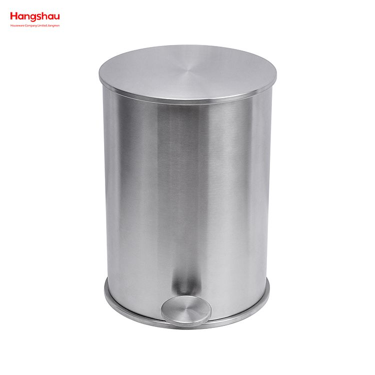Contenedor de basura con pedal redondo de acero inoxidable de 10 l con pedal para baño Bote de basura de metal Bote de basura Contenedores de polvo Contenedor de basura con pedal para el hogar para bote de basura interior Pedal 