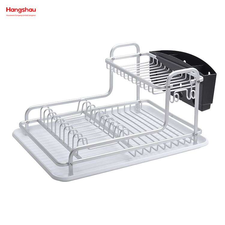 Soporte de aluminio de doble cubierta para cocina, estante para platos, portavasos, estante para platos de aleación, organizador para fregadero, bandeja de secado de Metal