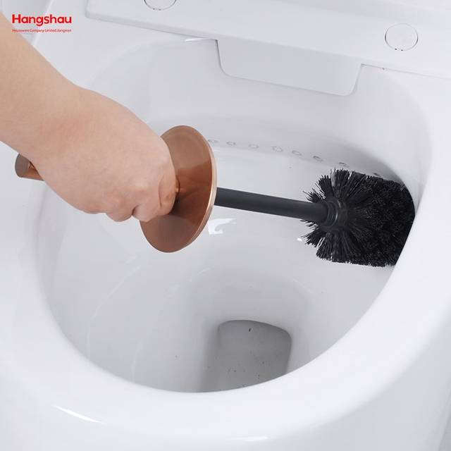 Escobilla de baño de pie de Metal de lujo, inodoro de baño de acero inoxidable con soporte, juego de limpieza de cepillo de plástico 