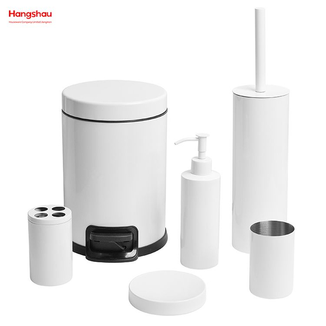 Dispensador completo de botella de loción para baño, pulverizador de laca cepillada y blanca, bomba de espuma, botella de jabón, accesorios de baño, juego de lujo