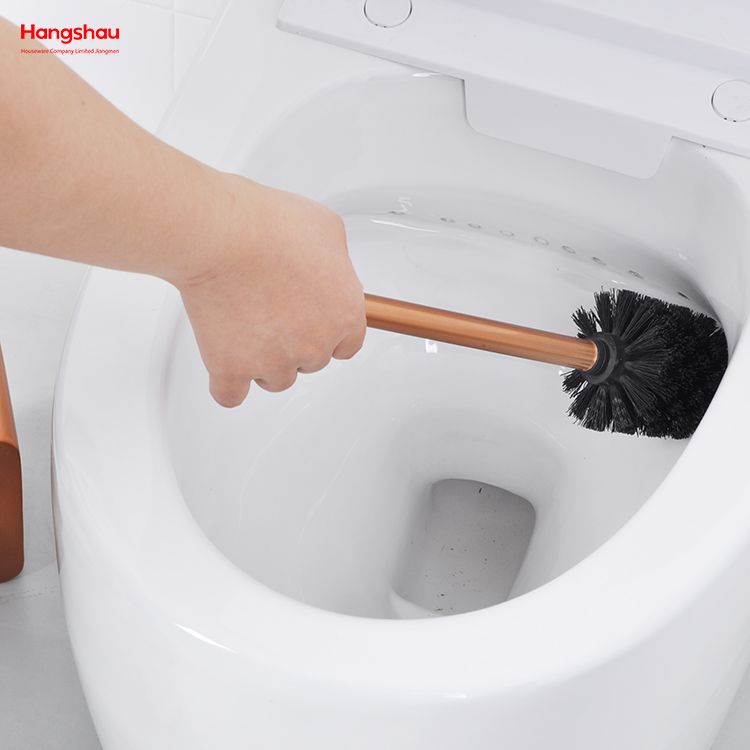 Cepillo de baño de pie de Metal cuadrado de lujo, inodoro de baño de acero inoxidable barnizado brillante con soporte, juego de limpieza de cepillo de plástico 