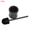 Escobilla de baño de hierro con recubrimiento en polvo negro, soporte para inodoro, juego de limpieza de cepillo de plástico