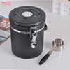 Contenedor de almacenamiento de alimentos secos, recipiente sellado al vacío para almacenamiento de alimentos, bote hermético de café negro de acero inoxidable