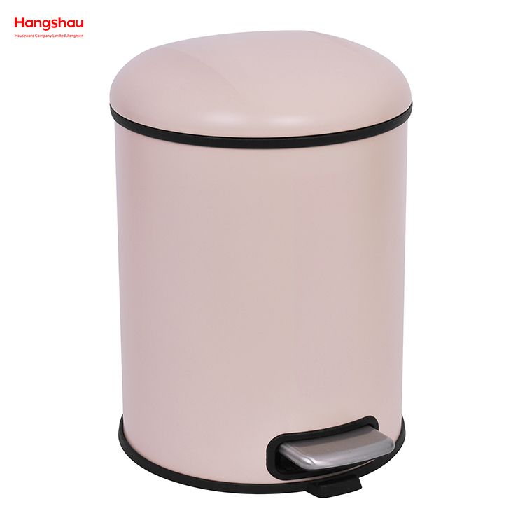 5L Bin de basura redonda de basura redonda de acero galvanizado para basura de la oficina de residuos de cocina puede colorido cubierta de polvo de pedal de pie de cierre silencioso