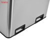 Hangsahu de 60 litros / 16 galones Rectangular manos libres de doble compartimento reciclaje de basura de basura de basura de cocina con tapa de cierre suave, acero inoxidable cepillado