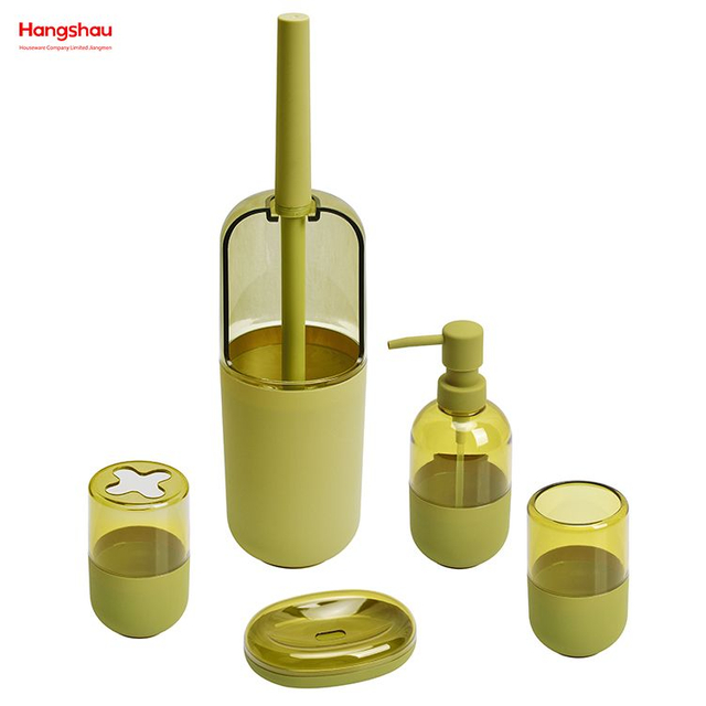 Bote de basura de plástico para baño, accesorios para cepillos de baño, juego de lujo, dispensador de botella de loción para baño de plástico, bomba de espuma, botella de jabón completa 