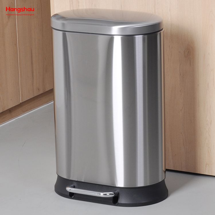 Contenedor de basura con pedal de acero inoxidable 30l, artículos para el hogar modernos 410, con cierre de tapa, bote de basura redondo lento y silencioso