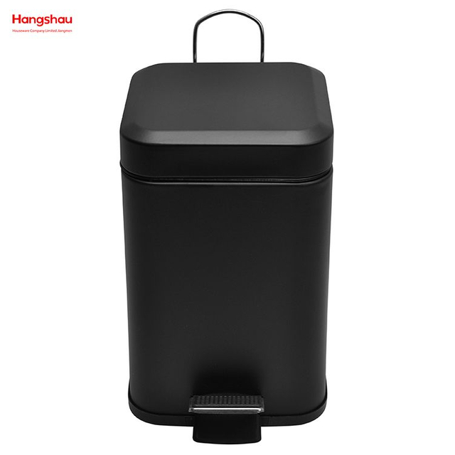 Bote de basura con pedal cuadrado de acero inoxidable de 3 litros con dispositivo de cierre suave para baño/dormitorio/oficina Bote de basura de alta calidad con pedal Bote de basura Bote de basura