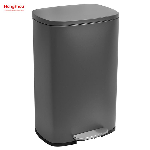 Contenedor de basura de basura de acero inoxidable para vestíbulo de gran capacidad de 50 litros para residuos de cocina Bote de basura de oficina Hoteles Cafetería Cubo de basura con pedal rectangular colorido personalizado 