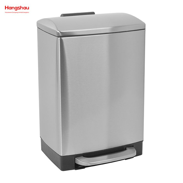 Cubo de basura de forma cuadrada de acero inoxidable, cubo de basura de 12l para cocina interior, cubo de basura para exteriores con cierre suave