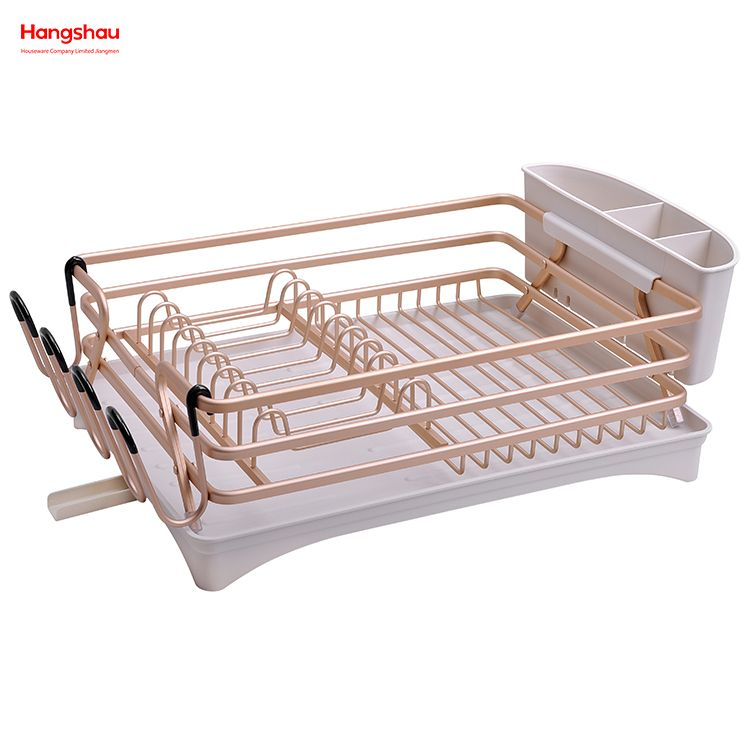  Estante para platos de aleación de aluminio sobre el organizador del fregadero Soporte de cocina Estante para platos Estante para platos para encimera Portavasos Secado de metal Estante para bandejas para platos de plástico 