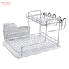 Bandeja de secado de Metal para platos, organizador de doble cubierta, estante para platos, almacenamiento de utensilios de cocina, aleación de aluminio 