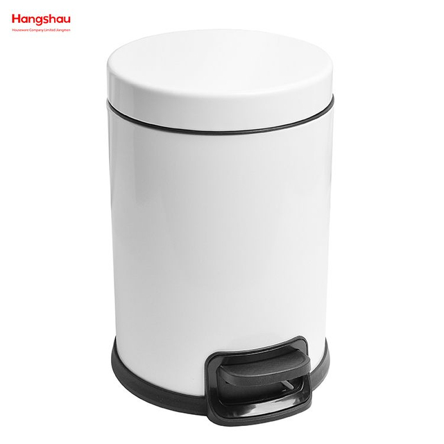 Cubo De Basura Con Pedal De 3L De Acero Inoxidable Para Baño Doméstico Con Pulverización De Laca Cepillada Y Blanca Con Tapa Que Se Cierra Lenta Y Silenciosamente Contenedor De Basura Redondo Contenedor De Basura