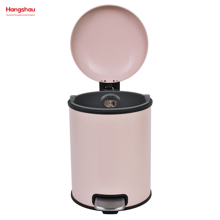 5L Bin de basura redonda de basura redonda de acero galvanizado para basura de la oficina de residuos de cocina puede colorido cubierta de polvo de pedal de pie de cierre silencioso