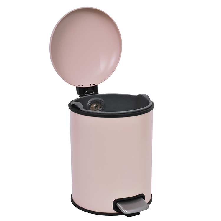 5L Bin de basura redonda de basura redonda de acero galvanizado para basura de la oficina de residuos de cocina puede colorido cubierta de polvo de pedal de pie de cierre silencioso