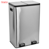 Hangsahu de 60 litros / 16 galones Rectangular manos libres de doble compartimento reciclaje de basura de basura de basura de cocina con tapa de cierre suave, acero inoxidable cepillado