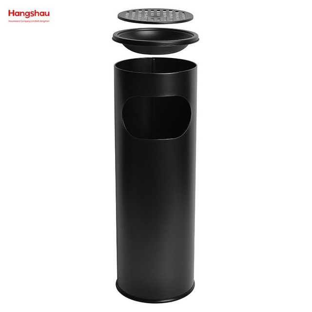 Metal de 12 litros con cenicero en el vestíbulo del hotel Bote de basura Ceniceros en lugares públicos Papeleras Área para fumadores Bote de basura Cenicero redondo de acero inoxidable Bote de basura 