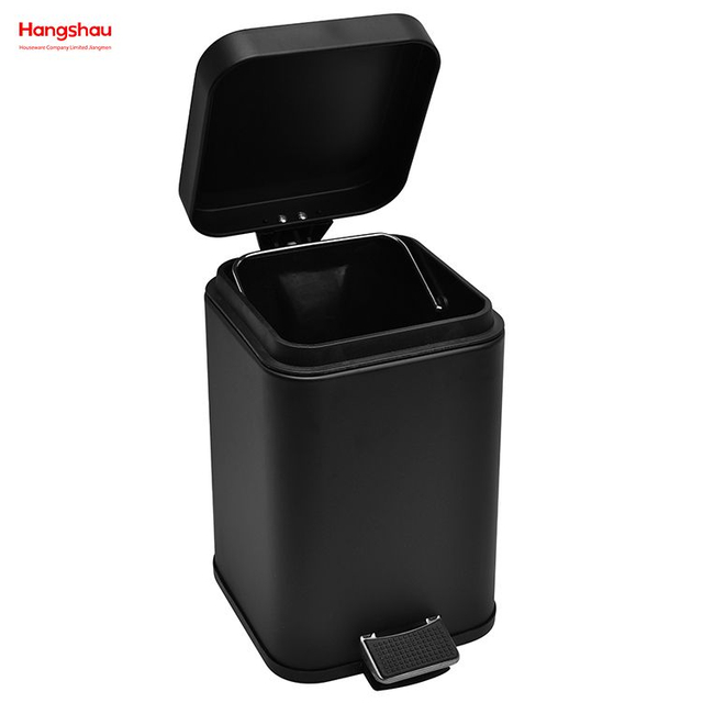 Bote de basura con pedal cuadrado de acero inoxidable de 3 litros con dispositivo de cierre suave para baño/dormitorio/oficina Bote de basura de alta calidad con pedal Bote de basura Bote de basura