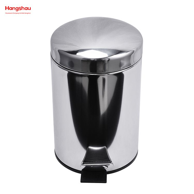 Contenedores de basura de cocina redondos pulidos para el hogar, cubo de basura de acero inoxidable con Pedal para espejo de baño, 3L