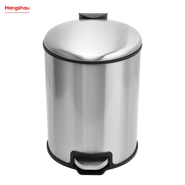 Cubo de basura interior para baño doméstico de 8 litros con pedal para uso en oficina y cocina, cubos de basura, cubo de basura, cubo de basura con pedal redondo de acero inoxidable con dispositivo de cierre suave 