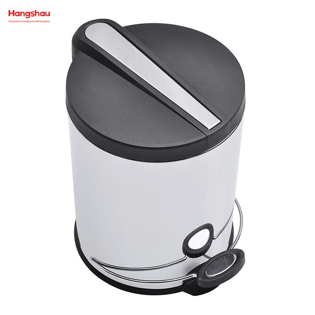 Contenedores de basura de cocina polacos de 5L, cubo de basura de acero inoxidable para el hogar, cubo de basura con Pedal redondo pulido con reflejo de espejo 