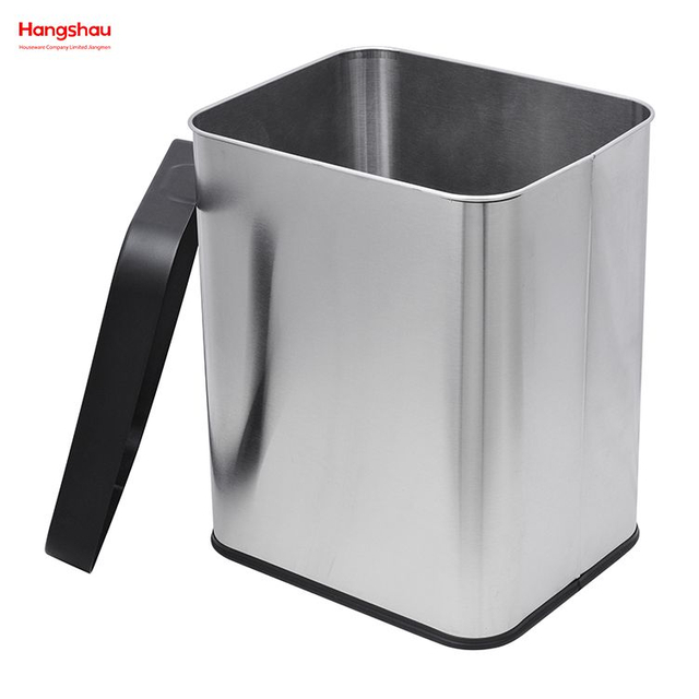 Cubo de basura cuadrado de acero inoxidable de 26L, cubo de basura con tapa abierta, barra de cocina para el hogar, cubo de basura Simple sin tapa 