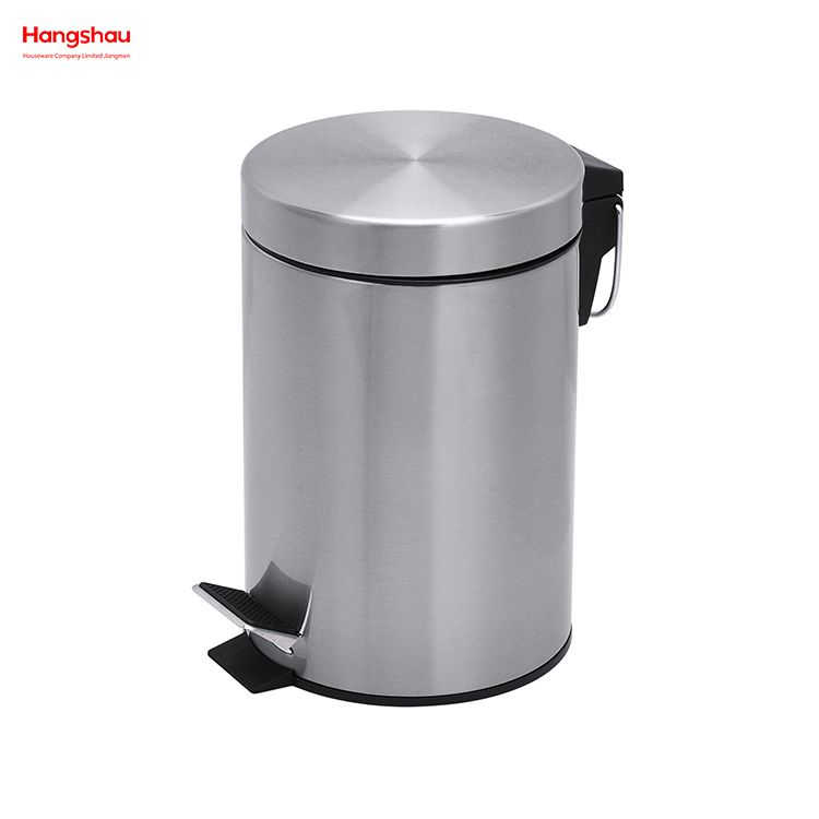 Cubo de basura con pedal redondo de acero inoxidable de 3 litros, cubo interior para baño doméstico, cubo de basura con pedal para uso en oficina y cocina, cubos de basura, cubo de basura