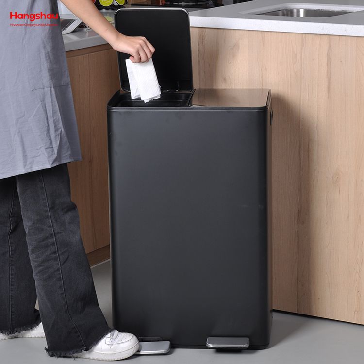 Bote de basura de acero inoxidable para exteriores, clasificación de basura de 60 litros, residuos de cocina